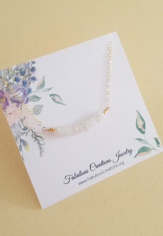 Moonstone Bar Necklace, Sterling Silver or Gold Filled