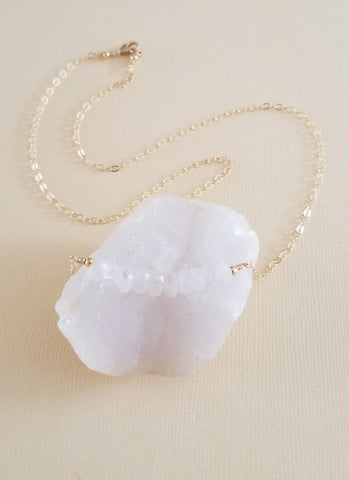 Moonstone Bar Necklace, Sterling Silver or Gold Filled