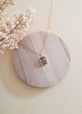 Dainty Gold Copper Rutilated Quartz Pendant Necklace