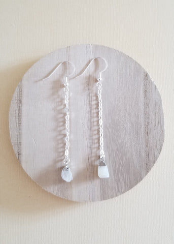 Birthstone Earrings, Raw Gemstone Earrings, Dainty Stone Chain Earrings