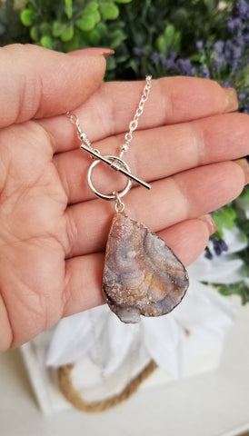 One of a Kind Druzy Pendant Necklace, Front Toggle Necklace