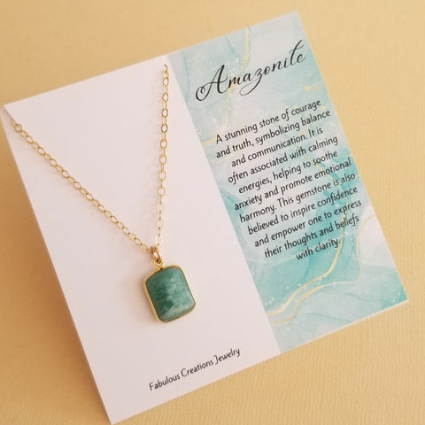 Amazonite Necklace, Dainty Amazonite Pendant Necklace, Skinny Gold Chain Necklace, Christmas Gift Set for Her, Minimalist Jewelry, Layering Necklace