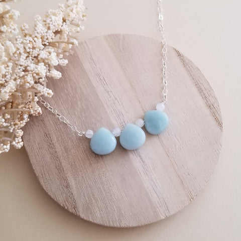 Handmade Gemstone Necklace for Women, Amazonite and Moonstone Necklace perfect for a Christmas gift