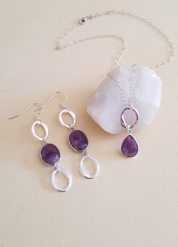 Handmade Gemstone Jewelry, Necklace and Earrings Gift Set