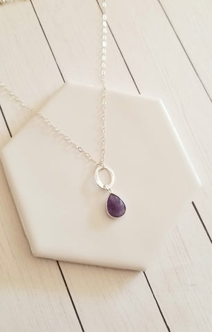 Sterling Silver Amethyst Pendant Necklace for Women, Handmade Gemstone Necklace