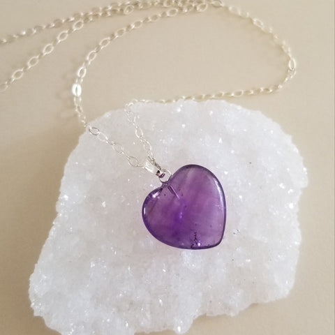 Amethyst Heart Pendant Necklace