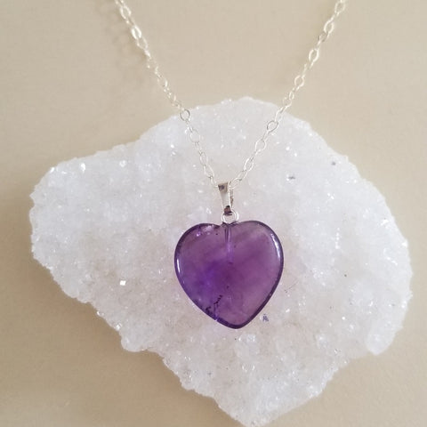 Amethyst Heart Necklace, Heart Pendant Necklace, Amethyst Jewelry, February Birthstone, Gemstone Heart, Gift for Her, Layering Necklace