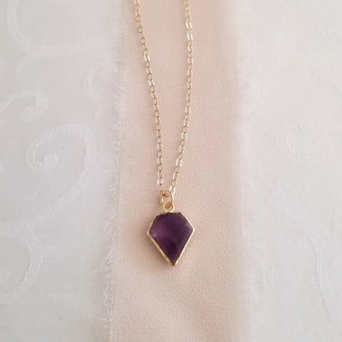 Dainty Amethyst Necklace, Gold Amethyst Pendant Necklace, February Birthstone, Amethyst Jewelry, Gift for Her, Thin Gold Necklace