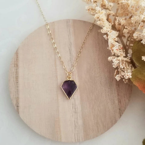 Dainty Amethyst Necklace, Gold Amethyst Pendant Necklace, February Birthstone, Amethyst Jewelry, Gift for Her, Thin Gold Necklace
