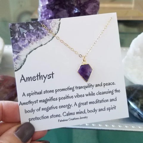 Dainty Gold Amethyst Pendant Necklace, February Birthstone Necklace