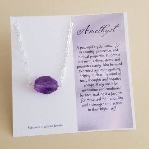 Amethyst Crystal Necklace, Amethyst Necklace and Card Gift Set, Pisces Jewelry