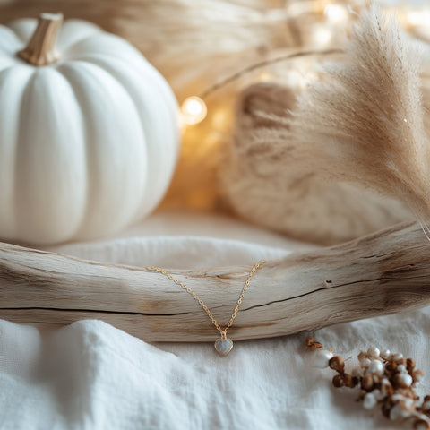 Dainty Gold Aquamarine Heart Pendant Necklace