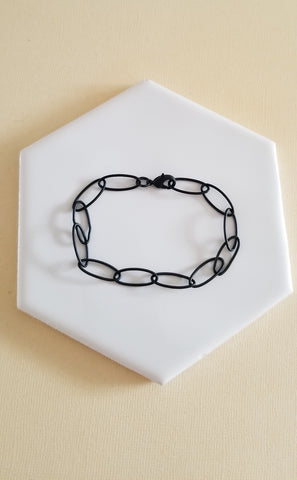 Black Bracelet, Black Chain Link Bracelet, Edgy Boho Jewelry, Stacking Bracelet, Black Jewelry, Edgy Bracelet, Wide Link Bracelet