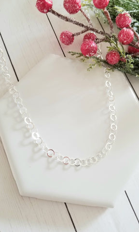Sterling SIlver Circle Link Chain Necklace for Women