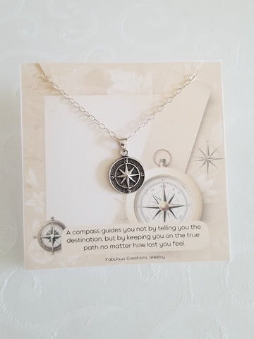 Sterling Silver Compass Necklace, Coordinate Necklace, Meaningful Gift
