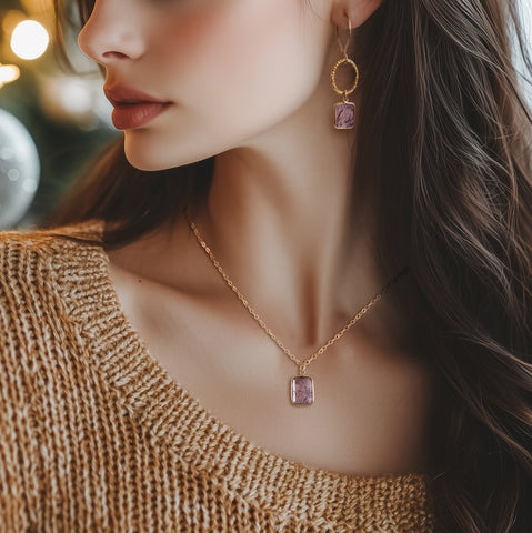 Copper Rutilated Quartz Earrings, Gold Circle Earrings, Crystal Dangle Earrings, Small Hoops