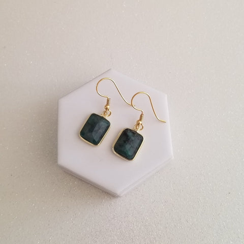 Dainty Gold Emerald Earrings, Lightweight Everyday Earrings