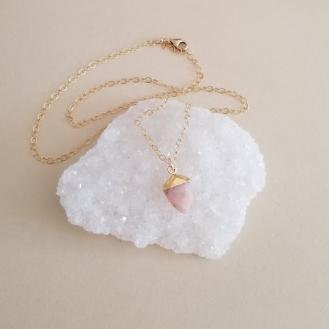 Dainty Pink Opal Necklace, Sterling Silver or Gold, Small Pendant Necklace, Gift for Her