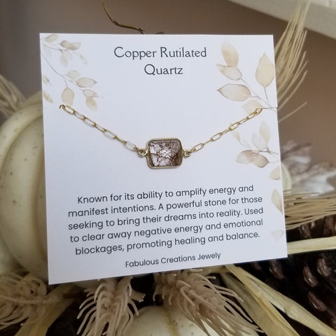 Gold Copper Rutilated Quartz Bracelet, Gift for Her