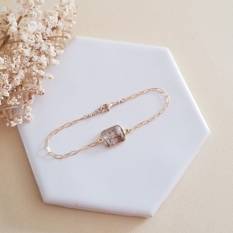 Gold Copper Rutilated Quartz Bracelet, Gift for Her