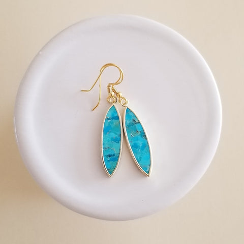 Natural Turquoise Marquise Earrings, Turquoise Jewelry for Women, Gift for Her