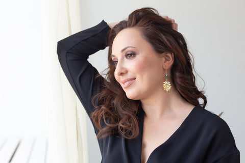 Gold Leaf Labradorite Dangle Earrings, Gold or Silver