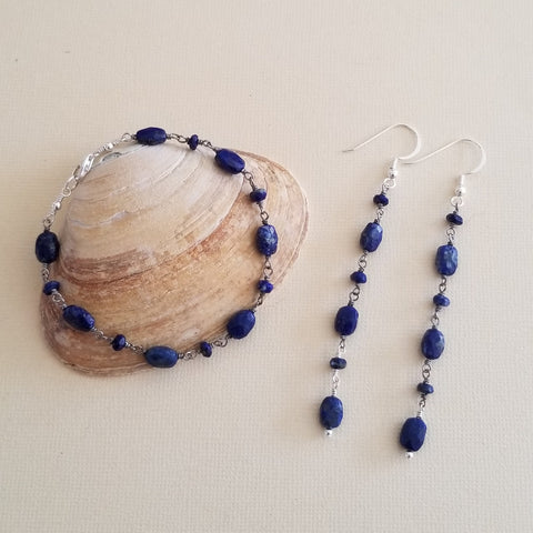 Natural Lapiz Lazuli Bracelet, Boho Beaded Gemstone Bracelet