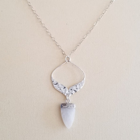 Moonstone Necklace, Arabesque Pendant Necklace, Gemstone Statement Necklace, Modern Silver Necklace, Gift for Her, Moonstone Jewelry