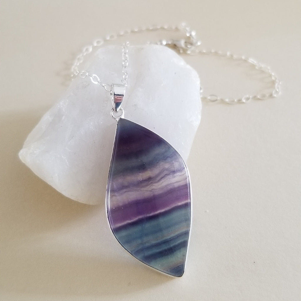 One of a kind Fluorite Pendant Necklace, Boho Stone Necklace,Natural Fluorite Necklace