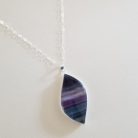 Fluorite Pendant Necklace, One of a Kind Fluorite Stone Necklace, Boho Stone Necklace, Unique Gemstone Pendant Necklace, Gift for Her