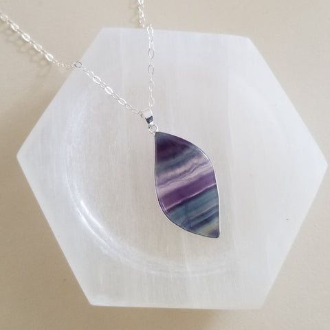 One of a Kind Fluorite Pendant Necklace, Boho Stone Necklace