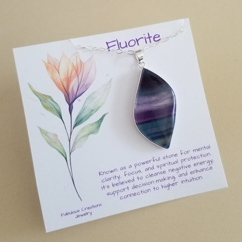 Fluorite Pendant Necklace, One of a Kind Fluorite Stone Necklace, Boho Stone Necklace, Unique Gemstone Pendant Necklace, Gift for Her