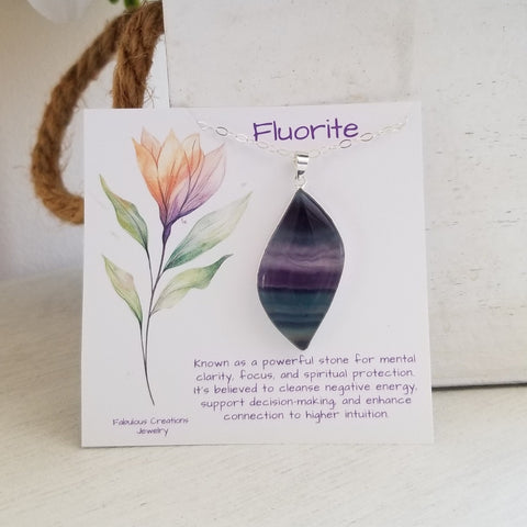 Fluorite Pendant Necklace, One of a Kind Fluorite Stone Necklace, Boho Stone Necklace, Unique Gemstone Pendant Necklace, Gift for Her