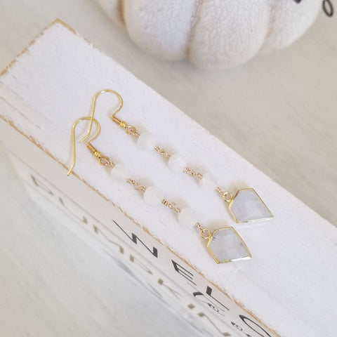 Moonstone Earrings, Moonstone Dangles, Statement Earrings, Moonstone Jewelry, Bridal Earrings, Gem Drop Earrings, Gift for Her