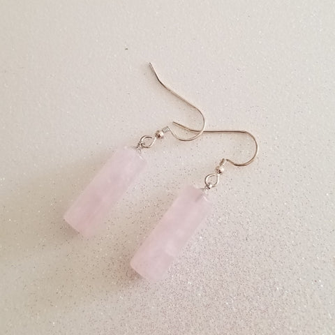 Natural Rose Quartz Dangle Earrings, Affordable Gift for Her