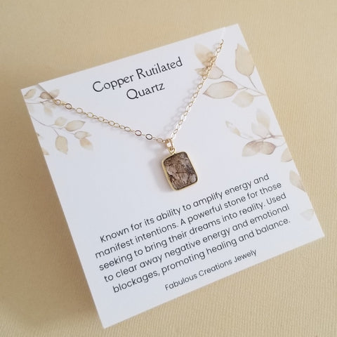 Dainty Crystal Necklace, Healing Spiritual Jewelry, Gold Rutilated Quartz Pendant Necklace, Gift for Best Friend