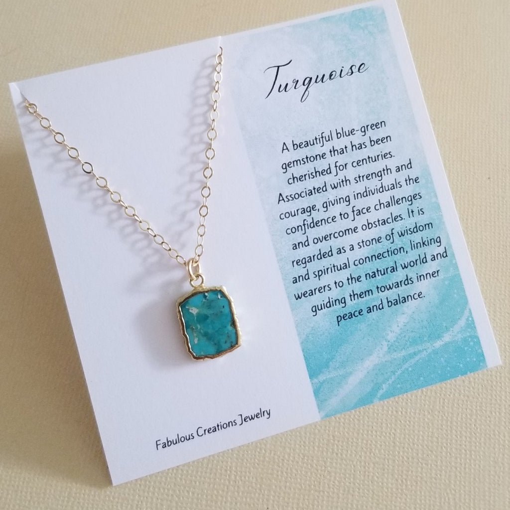 Dainty Gold Turquoise Necklace for Women, Turquoise Pendant Necklace, Gift for Her