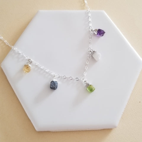 Custom Raw Birthstone Necklace, Personalized Necklace, Birthstone Jewelry, Personalized Gift