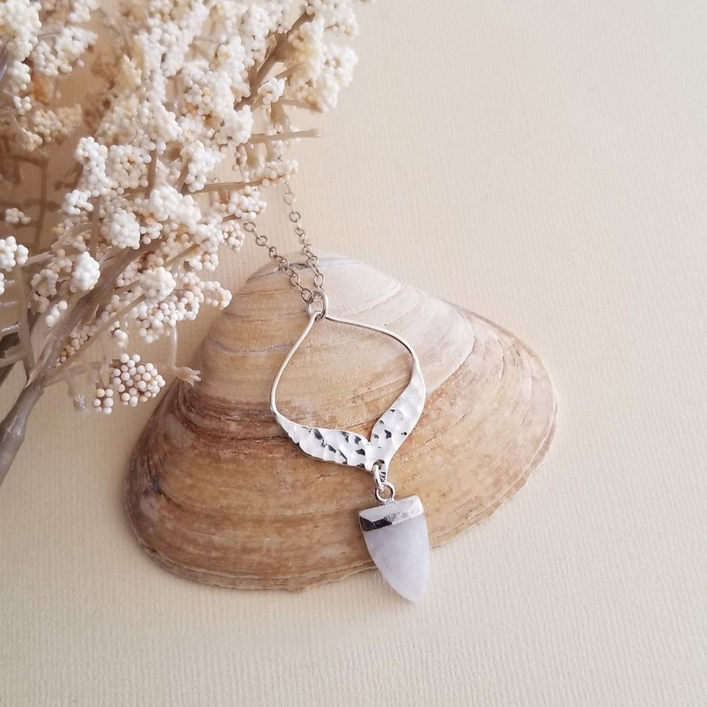 Sterling Silver Moonstone Arabesque Pendant Necklace, Gemstone Necklace for Women, Gift for Her