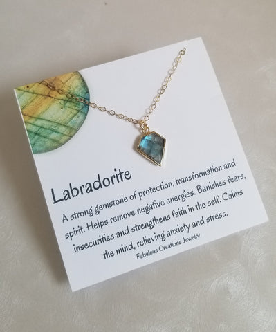 Gold Labradorite Pendant Necklace