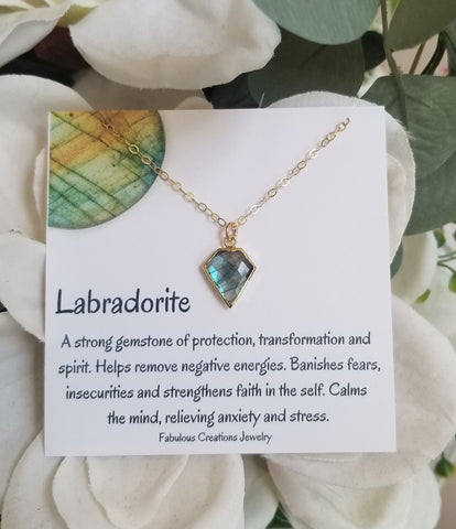 Gold Labradorite Pendant Necklace