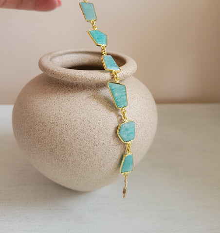 Chunky Amazonite Bracelet, Statement Bracelet