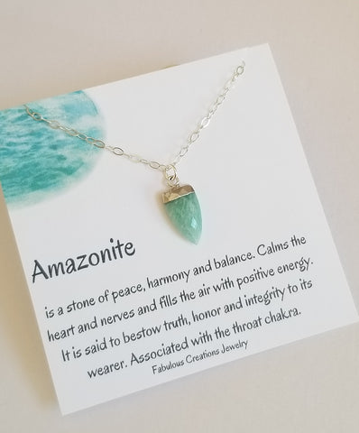 Amazonite Necklace, Sterling Silver or Gold
