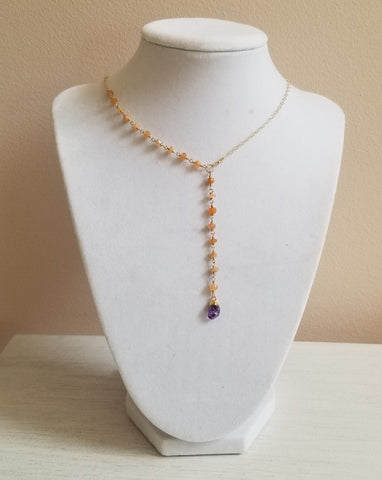 Gemstone Y Necklace, Bohemian Handmade Jewelry