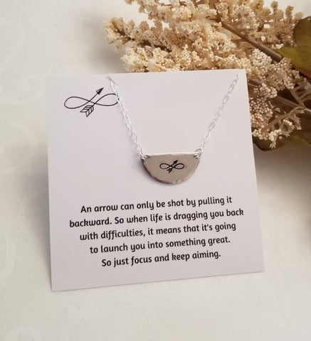 An Arrow can only be shot by pulling it backward, Arrow Necklace