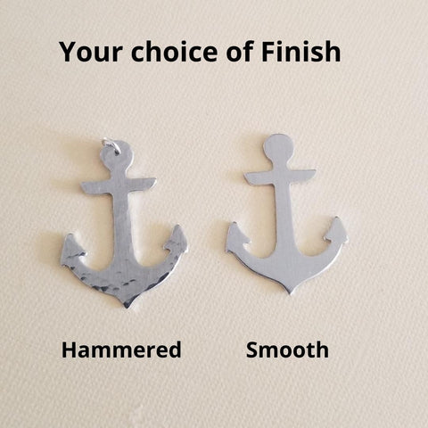 Silver Anchor Pendant Necklace, Handmade Nautical Jewelry