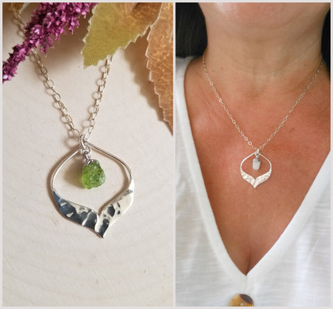 Raw Birthstone Necklace, Bohemian Jewelry