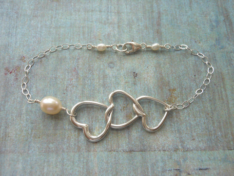 Maid of Honor gift-silver heart bracelet