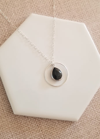 Black Onyx Pendant Necklace, Black Onyx Jewelry Handmade in the USA