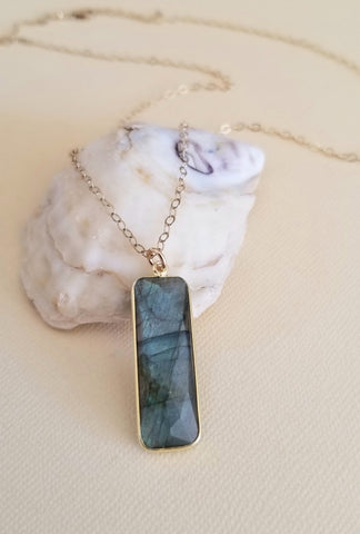 Labradorite Pendant Necklace in Sterling Silver or Gold Filled